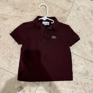 Toddler Boys Lacoste Polo Shirt - Burgundy - Sz 3